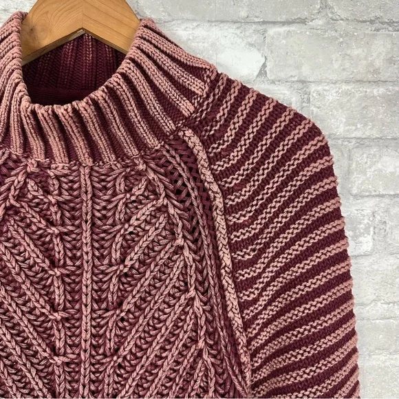 Free People Sweetheart Sweater Size XS Mockneck Balloon Sleeve Chunky Cotton - Picture 2 of 11